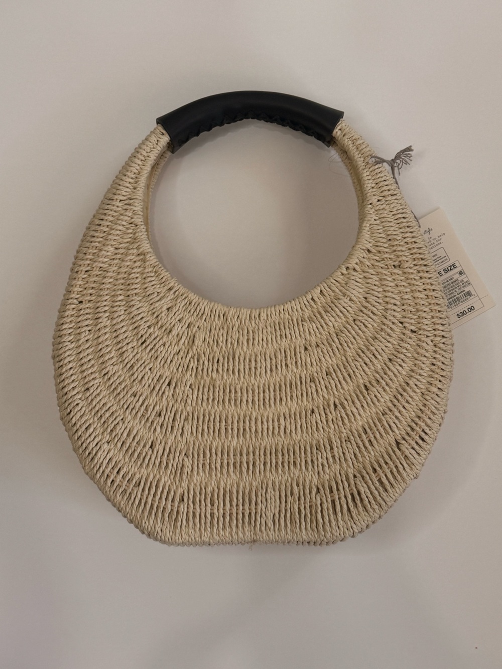 a new day Natural Straw Circle Tote with Black Handle - Picture 1 of 4